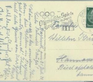 68213 - GERMANY - POSTAL HISTORY - CARD - 21.7.1936 Olympic postmark: BAYERN