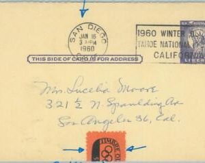 68047 - USA - POSTAL  STATIONERY CARD - 1960 OLYMPIC GAMES postmark: SAN DIEGO