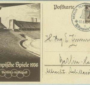 68118  - GERMANY -  POSTAL STATIONERY CARD - 1936 Olympic postmark: BERLIN o