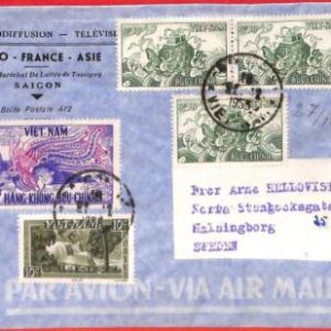 aa3568  - VIETNAM -  Postal History - AIRMAIL  COVER  to  SWEDEN  1955