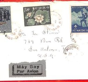 aa3563 - VIETNAM - Postal History - AIRMAIL COVER to the USA - BOY SCOUTS flower