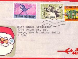 aa3561  - VIETNAM -  Postal History - AIRMAIL  COVER to the USA  - birds DEER