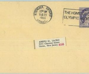 68042 -  CANADA - POSTAL  STATIONERY CARD - OLYMPIC HOCKEY 1960