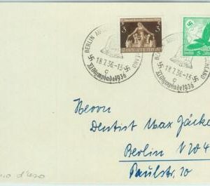 68137 - GERMANY - POSTAL HISTORY - COVER - 1.8.1936 Olympic postmark: BERLIN c