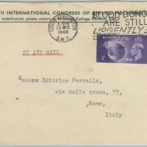 77813 - GB - Postal History - OLYMPIC GAMES on COVER to ITALY 1948  Blood Donors