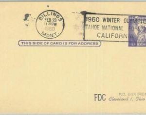 68050 - USA - POSTAL  STATIONERY CARD - 1960 OLYMPIC GAMES postmark: BILLINGS