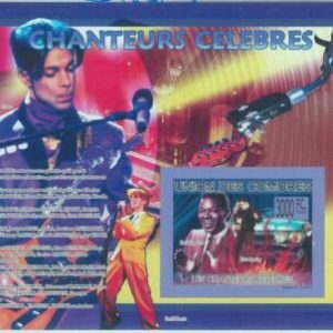 M1420 - COMOROS - ERROR, 2009 IMPERF SHEET: Elvis, Prince, Nat King Cole, Music