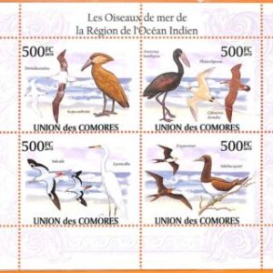 A5591 - COMOROS - ERROR, 2010, MISPERF MINIATURE SHEET: Birds of Indian Ocean