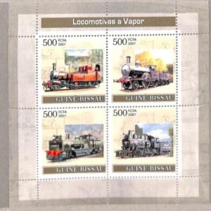 A5158 - GUINEA-BISSAU - ERROR MISPERF, Miniature s: 2007 Steam Locomotives Train
