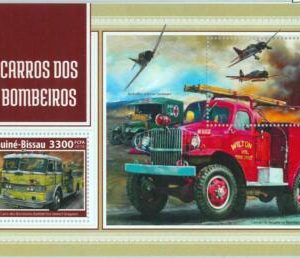 A1809 - GUINEA BISSAU, ERROR, MISPERF, Souvenir s: 2018, Fire trucks, Airplanes