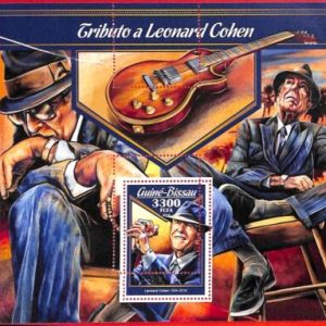 A5151 - GUINEA-BISSAU - ERROR MISPERF, Souvenir s: 2016, Leonard Cohen, Guitars