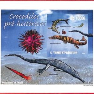 A4474 - SAO TOME & PRINCIPE- ERROR IMPERF Souvenir s: 2010 Prehistoric crocodile