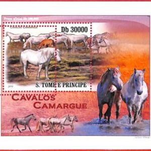 A4452 - SAO TOME & PRINCIPE- ERROR MISPERF, Souvenir sheet: 2010 Camargue Horses