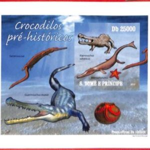 A4473 - SAO TOME & PRINCIPE- ERROR IMPERF Souvenir s: 2010 Prehistoric crocodile