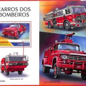 A1875 - GUINEA BISSAU, ERROR: MISSPERF, SOUVENIR SHEET - 2020 Fire trucks, Ford