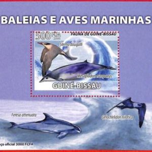 A5131 - GUINEA-BISSAU - ERROR - MISPERF Souvenir sheet: 2008, Whales, Birds