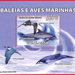 A5130 - GUINEA-BISSAU - ERROR - MISPERF Souvenir sheet: 2008, Whales, Birds
