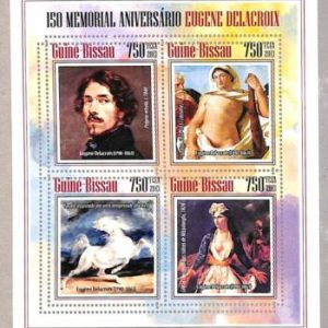 A5121 - GUINEA-BISSAU - ERROR - MISPERF, Miniature sheet: 2013, Delacroix, Art