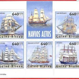 A1863 - GUINEA BISSAU, ERROR: MISSPERF, M/S -2019 Sailing Ships, Lady Washington