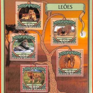 A5157 - GUINEA-BISSAU - ERROR MISPERF, Miniature sheet: 2016, Lions
