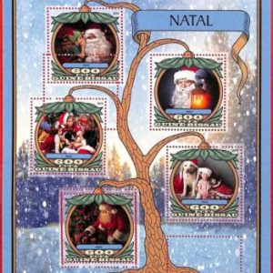 A5155 - GUINEA-BISSAU - ERROR MISPERF, Miniature s: 2016, Christmas, Santa, Dogs