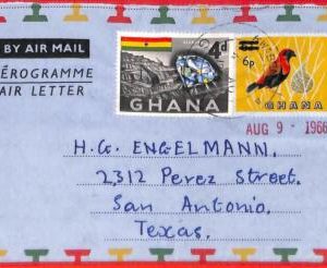 aa3750 - GHANA - Postal History - AEROGRAMME to the USA  1966 - DIAMONDS Birds