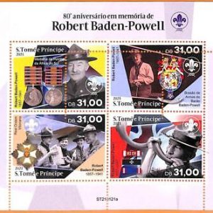 A6686 - SAO TOME & PRINCIPE, Error, 2021, MISSPERF MINIATURE SHEET: Boy Scouts