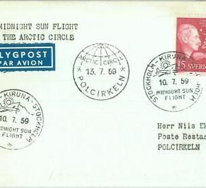 87416 - SWEDEN - Postal History - FIRST Midnight Sun Flight over ARTIC 1959