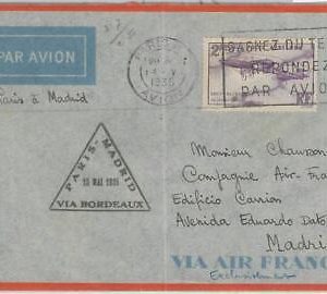 74172 - FRANCE - Postal History - FIRST FLIGHT:  Paris / Madrid --  Muller  # E7