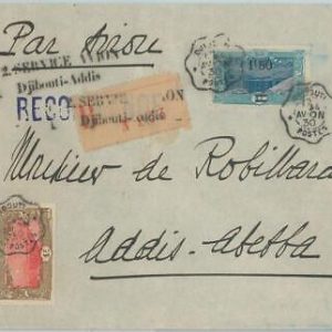 74183 - DJIBOUTI Somalis - Postal History - AIRMAIL Flight COVER  # 2  1930