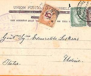 aa0064 - EGYPT - POSTAL HISTORY - POSTCARD to ITALY Taxed on arrival! SEGNATASSE