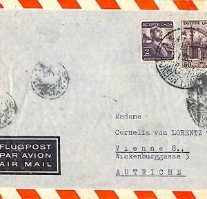 ac6638 -  EGYPT  - Postal History - CENSORED Airmail Cover to AUSTRIA  1956