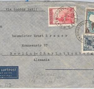 48017 ARGENTINA -  POSTAL HISTORY -  LATI airmail COVER to GERMANY 1940 censored