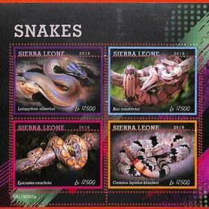 A4614 - SIERRA LEONE - ERRORE MISPERF, Miniature s: 2019, Serpenti, Boa...
