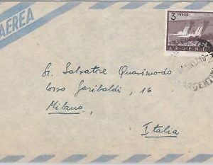 48015 -ARGENTINA- postal history:COVER to ITALY-SALVATORE QUASIMODO!LITTERATURE