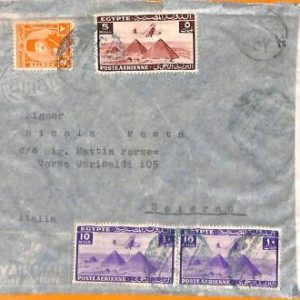 aa0067 - EGYPT - POSTAL HISTORY -  CENSORED  COVER to ITALY 1940'S