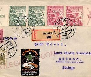 ad5872 - CZECHOSLOVAKIA - Postal History -  Reg COVER to ITALY 1938 ESPERANTO