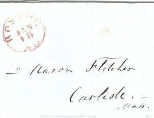 72322 -  UNITED STATES USA - PREPHILATELIC Cover:  BOSTON, MA  1841 - RED mark