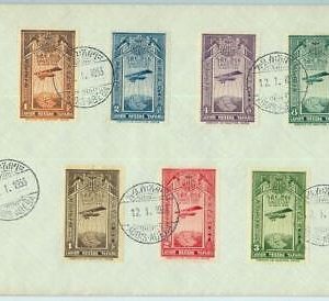 BK1581 - ETHIOPIA - POSTAL HISTORY -   AIRMAIL 7 values on COVER 12.01.1933
