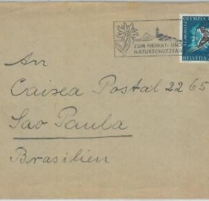 82198 - SWITZERLAND - Postal History - Single stamp COVER  to BRAZIL 1948 SKIING