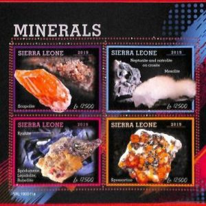 A4621 - SIERRA LEONE - ERRORE MISPERF, Minifoglio: 2019, Minerali, Scapolite