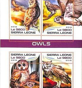 A6817 - SIERRA LEONE - ERROR MISPERF Stamp Sheet - 2018 -  BIRDS, Owls