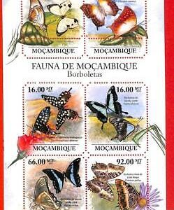 A1251 Mozambique - ERROR MISSPERF  2011 BUTTERFLIES   Бабочки Натура