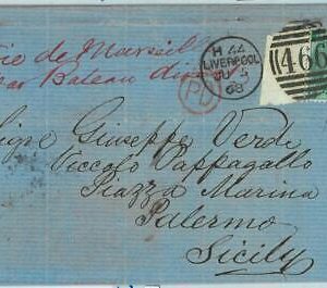 BK0775 - GB - POSTAL HISTORY - SG # 100 P. 4 on COVER from LIVERPOOL 1868