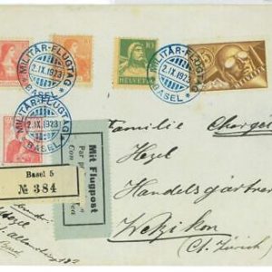 P0021 - Switzerland - POSTAL HISTORY - SBHV # F6 on SF# 23.2 Registered Cover