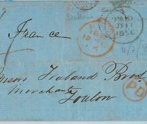 BK0273 - IRELAND - POSTAL HISTORY - PREPHILATELIC COVER with BLUE CROWNED Paid