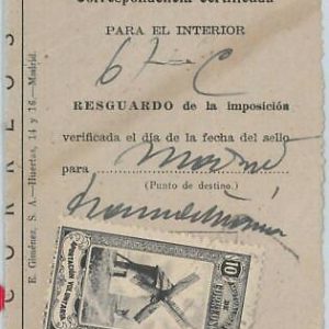 66539 - SPAIN - POSTAL HISTORY -  REVENUE STAMPS on POSTAL RECEIPT:  Windmills