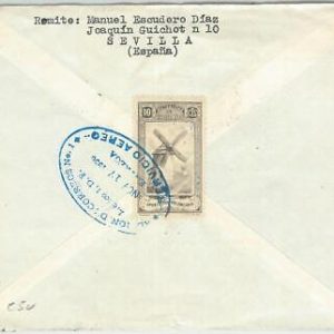 66541 - SPAIN - POSTAL HISTORY -  REVENUE STAMPS on COVER 1956:  Windmills