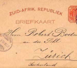 ac6642 - SOUTH AFRICA - Postal History - STATIONERY CARD to  SWITZERLAND  1896