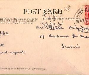 ac6766 - TRANSVAAL - Postal History - POSTCARD from JOBURG to  TUNIS  1910